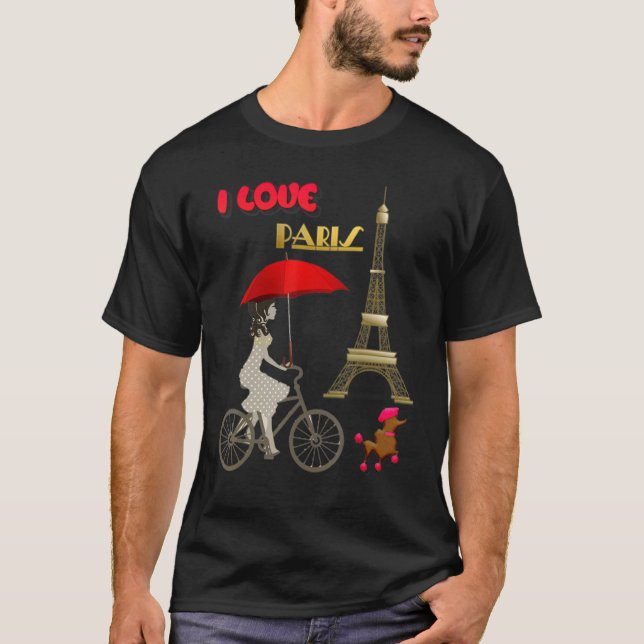 I Love Paris Eiffel Tower France  French Souvenir T Shirt (Framsida)