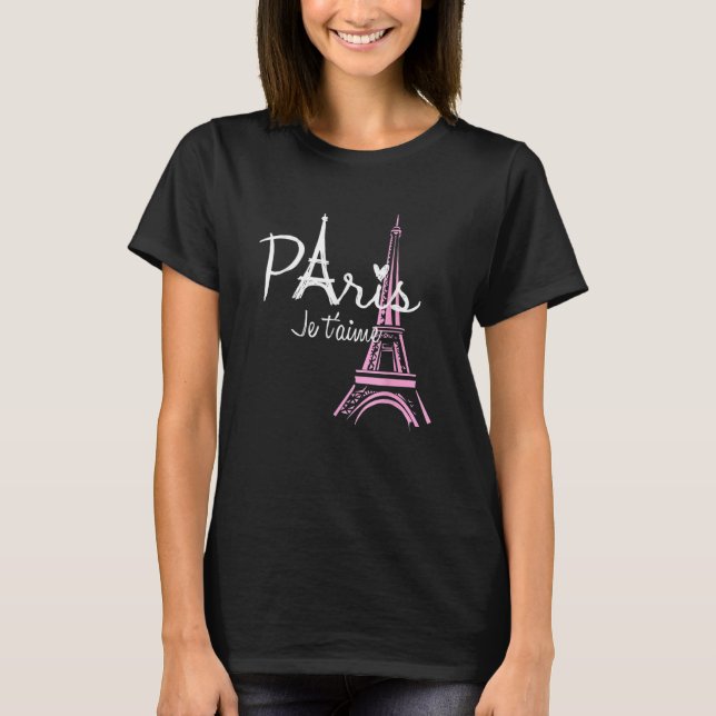 I Love Paris Eiffel Tower France  French Souvenir T Shirt (Framsida)
