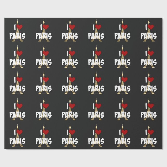 "I Love Paris," Eiffel Tower Presentpapper (Platt)
