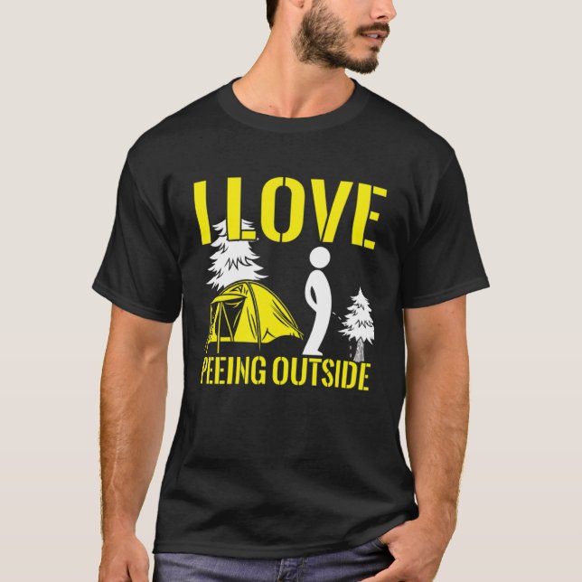 I Love Peeing Outside  Camping Hiking T Shirt (Framsida)