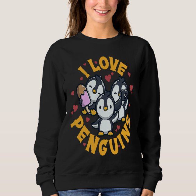 I Love Penguins For Women Men, Youth Penguins, Fun T Shirt (Framsida)