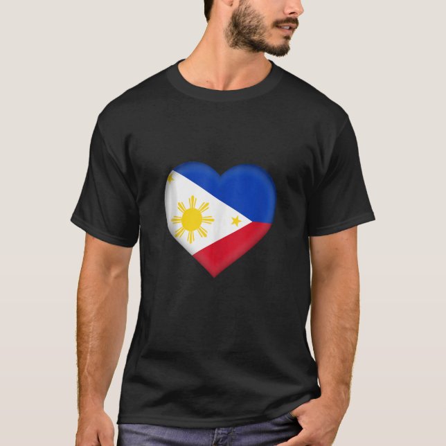 I Love Philippines Design Filipino Flag Heart Outf T Shirt (Framsida)