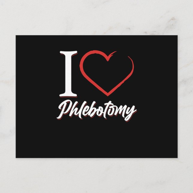 I Love Phlebotomy Phlebotomist Heart Blood Syringe Vykort (Framsida)