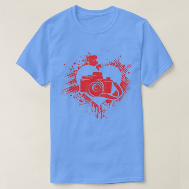 I Love Photography Funny Photographer Camera Valen T Shirt (Design framsida)