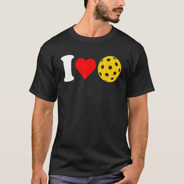 I Love Pickleball Paddleball Lover Red Heart Valen T Shirt (Framsida)