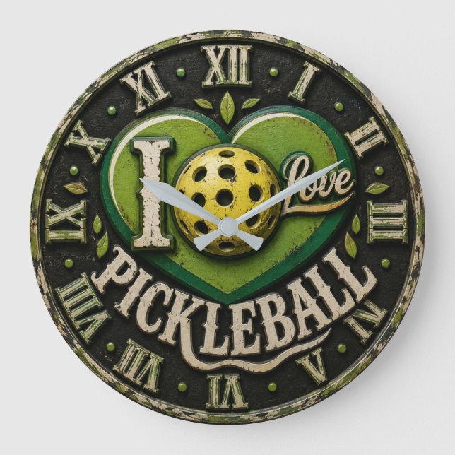 I Love Pickleball  Stor Klocka (Framsida)