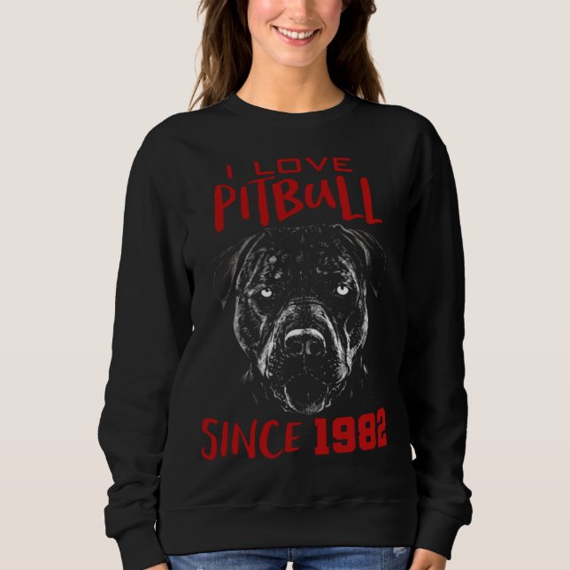I love pitbull since 1982 t shirt (Framsida)