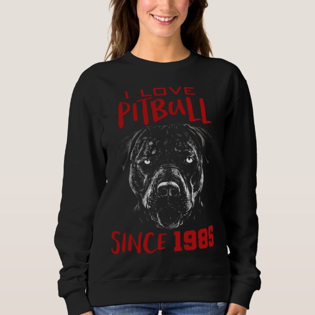 I love pitbull since 1985 t shirt (Framsida)