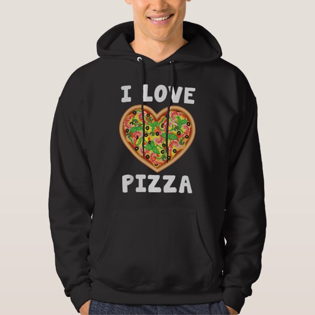 I Love Pizza Food Lovers Heart Gift Funny  Hoodie (Framsida)
