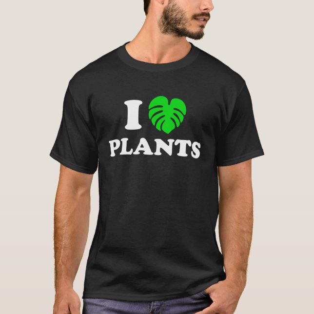 I Love Plants Cute  Monstera Leaf Heart Garden Mam T Shirt (Framsida)