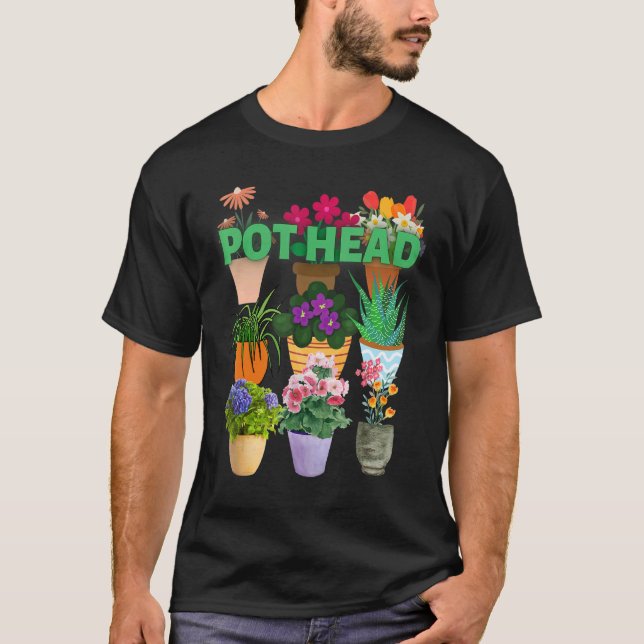 I love plants POT HEAD T Shirt (Framsida)