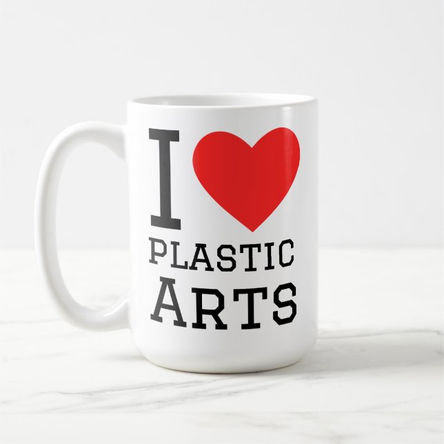 I love plastic arts  kaffemugg (Vänster)