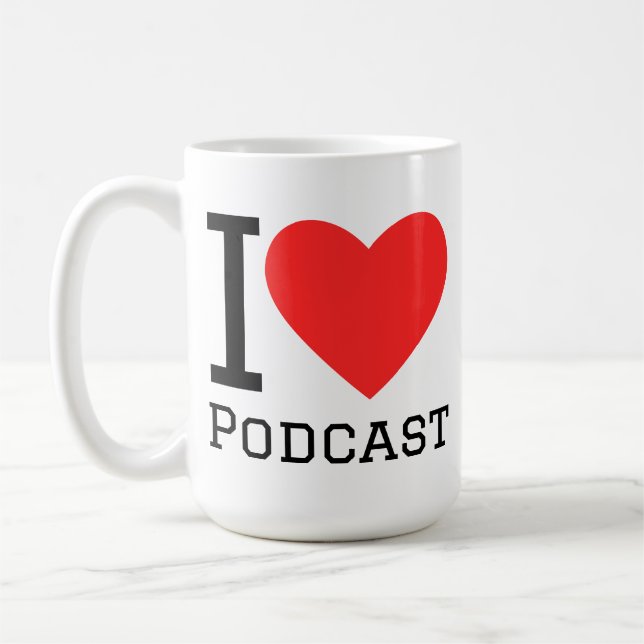 I love podcast kaffemugg (Vänster)