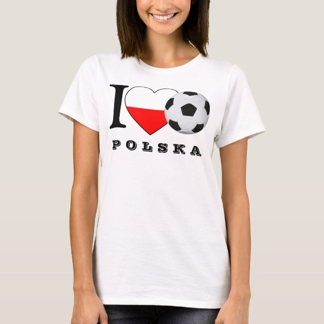 "I love Polska Soccer" Fußball Herz Polen Heart T-shirt (Framsida)