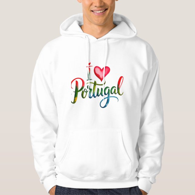I Love Portugal Hoodie – Portuguese Gift, Lisbon & (Framsida)