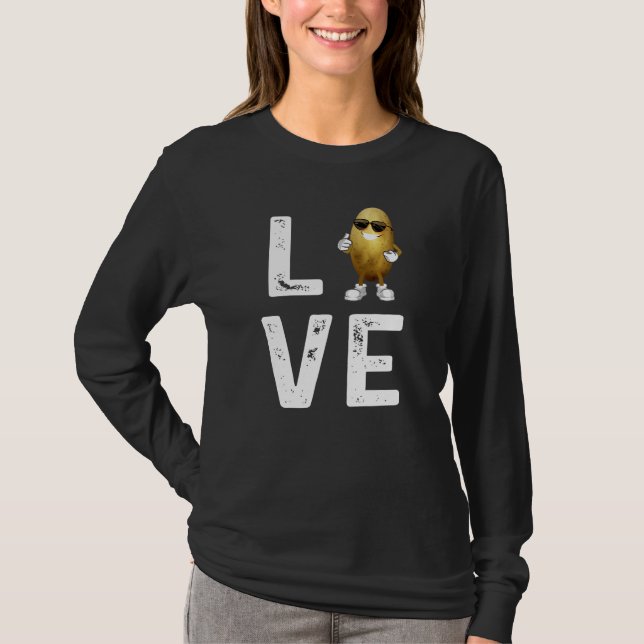 I Love Potatoes Vegetable  Potato In Sunglusses T Shirt (Framsida)