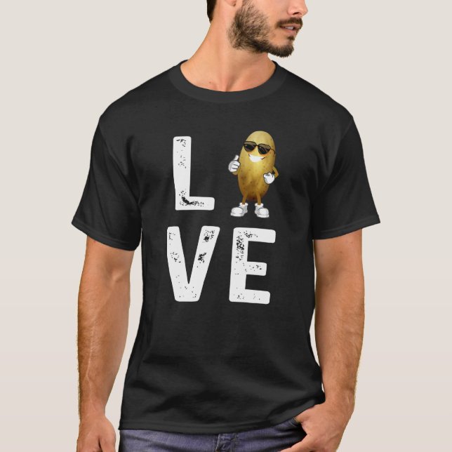 I Love Potatoes Vegetable  Potato In Sunglusses T Shirt (Framsida)