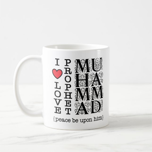 I Love Prophet Muhammad ﷺ Islamic Gift for Muslims Kaffemugg (Vänster)