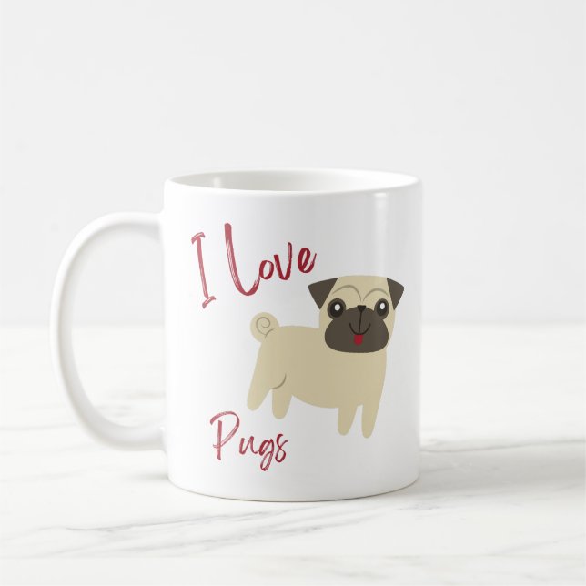 I Love Pugs  Kaffemugg (Vänster)