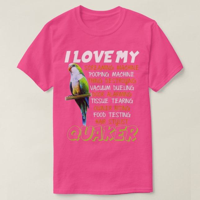 I Love Quaker Parrot Gift Funny Blue Quaker Lover  T Shirt (Design framsida)
