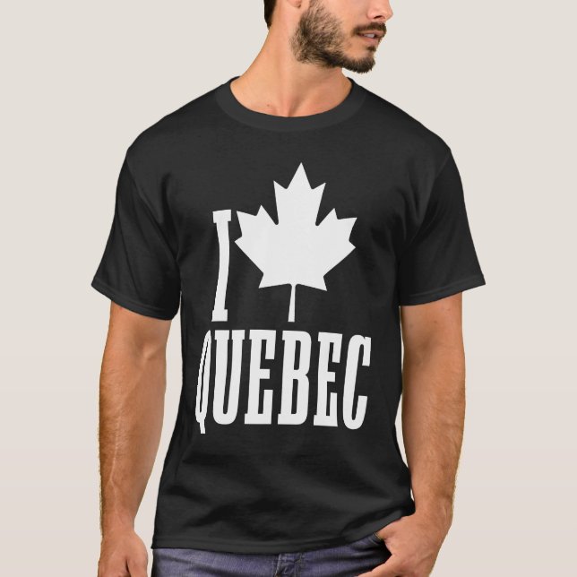 I Love Quebec Canada Maple Leaf Red Canadian Flag  T Shirt (Framsida)