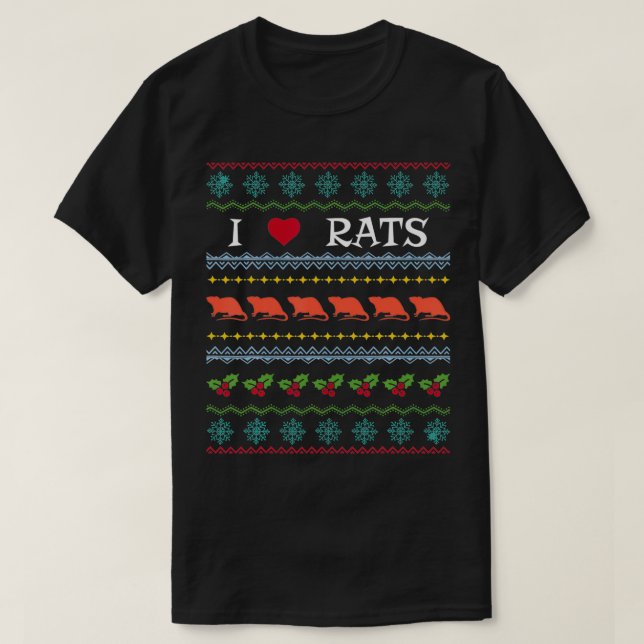 I Love Rats Xmas Ugly Sweater Love Watching Rats G T Shirt (Design framsida)