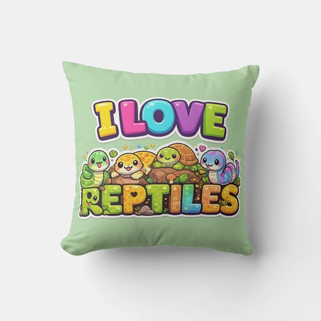 I Love Reptiles Cushion Pillow Kudde (Framsida)