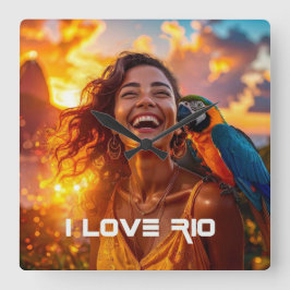 I LOVE RIO DE JANEIRO FYRKANTIG KLOCKA