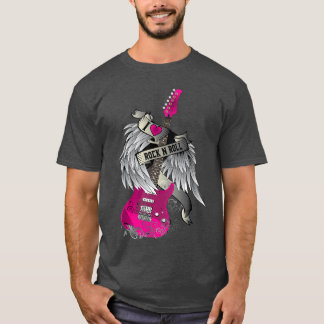 I Love Rock and Roll Guitar Angel Wings boy T Shirt