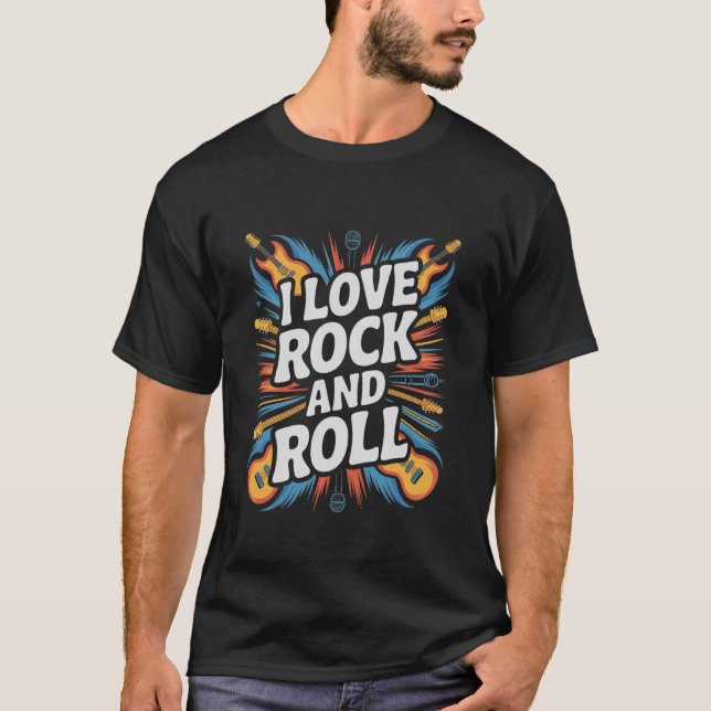 I Love Rock And Roll Guitar Explosion T Shirt (Framsida)