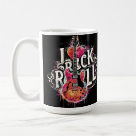 I Love Rock N Roll Electric Guitar Painting Kaffemugg