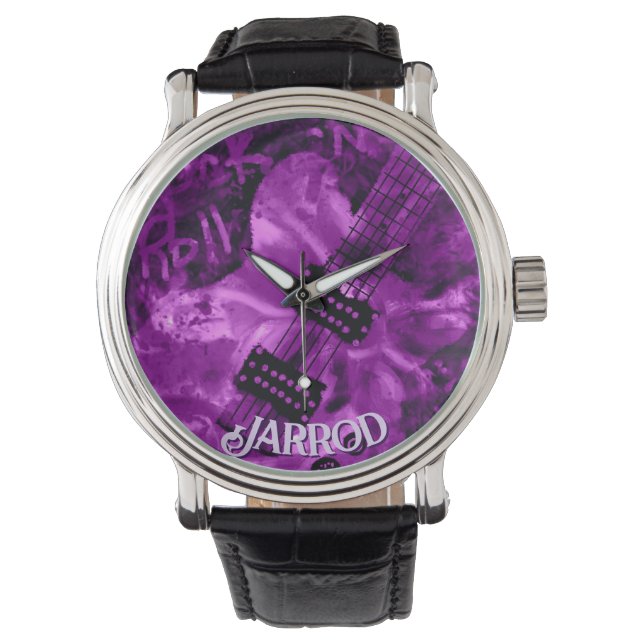 I Love Rock 'N Roll Electric Guitar Personalized Armbandsur (Framsida)