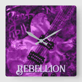 I Love Rock 'N Roll Electric Guitar Personalized Fyrkantig Klocka
