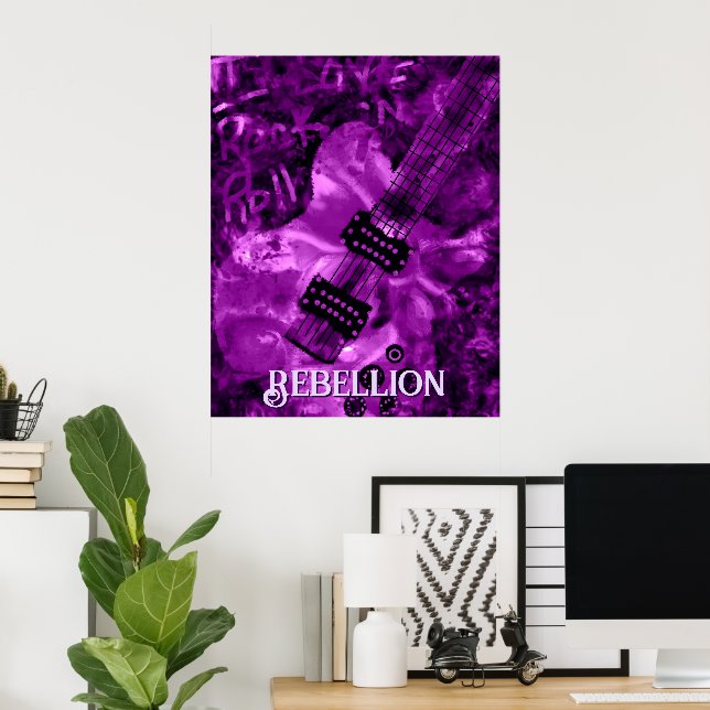 I Love Rock 'N Roll Electric Guitar Personalized Poster (Hemmakontoret)