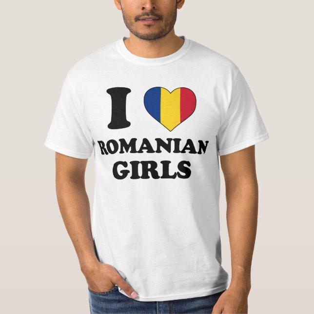 I love Romanian Girls T-shirt (Framsida)