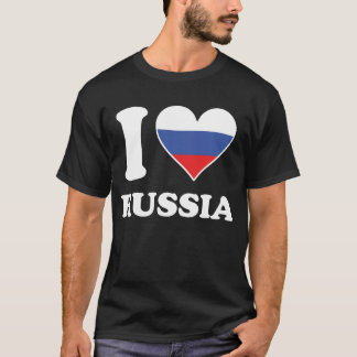 I Love Russia Russian Flag Heart funny T Shirt