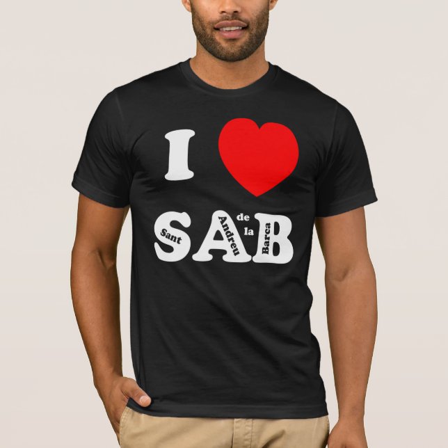 I Love SAB (dos lineas) T Shirt (Framsida)