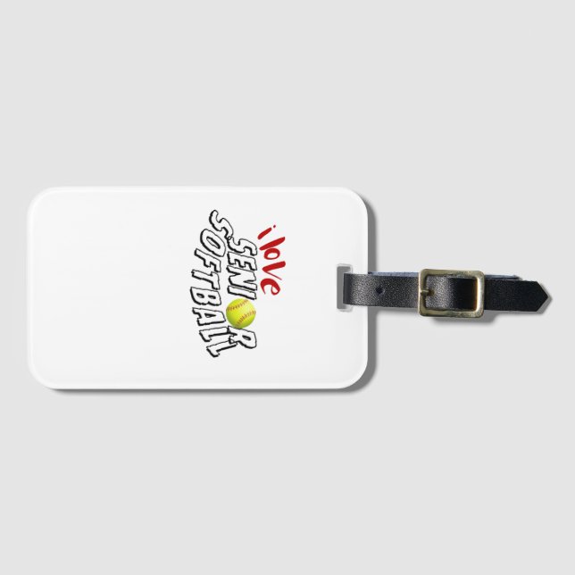 I Love Senior Softball Luggage Tag Bagagebricka (Framsida horisontal)