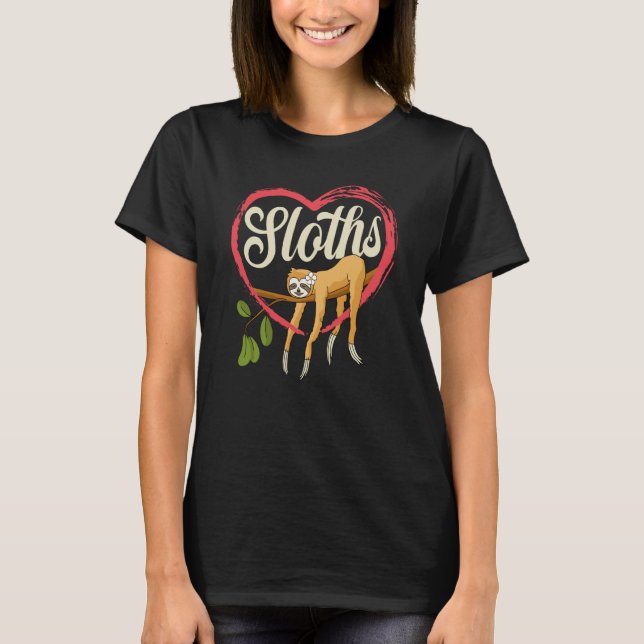 I love sloths sloth cute sloth in loveheart graphi t shirt (Framsida)