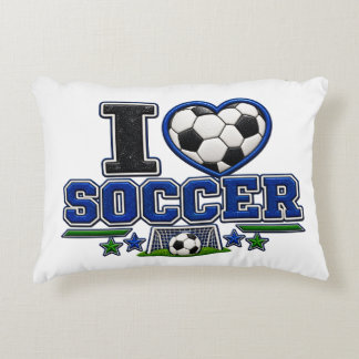 I Love Soccer Accent Pillow | Soccer Lover Bedroom Prydnadskudde