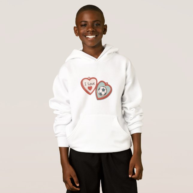 I Love Soccer Locket T Shirt (Hel framsida)