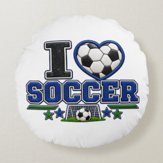 I Love Soccer Round Pillow | Soccer Lover Sports R Rund Kudde