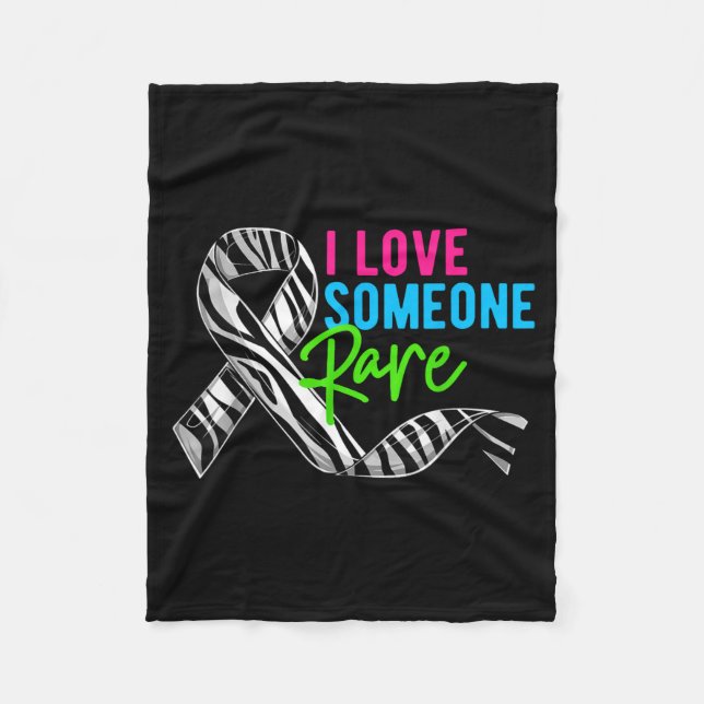 I Love Someone Rare Zebra Ribbon - Rare Disease Aw Fleecefilt (Framsidan)