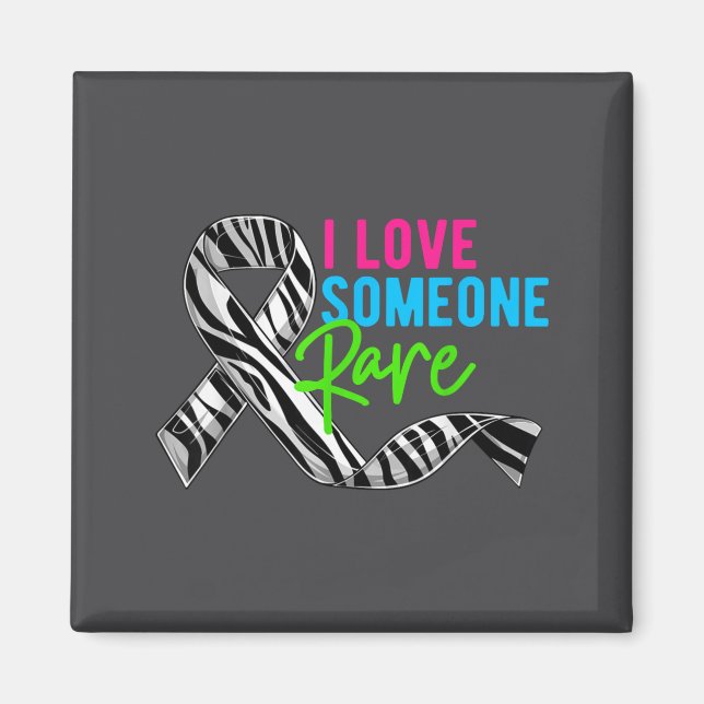 I Love Someone Rare Zebra Ribbon - Rare Disease Aw Magnet (Framsidan)