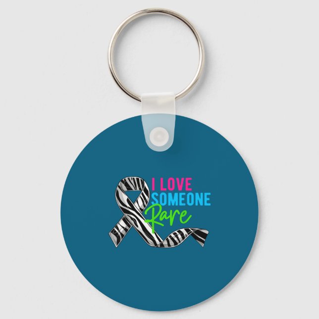 I Love Someone Rare Zebra Ribbon - Rare Disease Aw Nyckelring (Framsida)