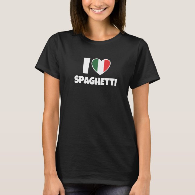 I Love Spaghetti with Italy Flag and Heart Premium T Shirt (Framsida)