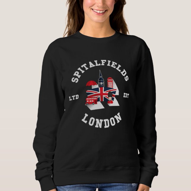 I Love SPITALFIELDS London City Flag Badge T Shirt (Framsida)