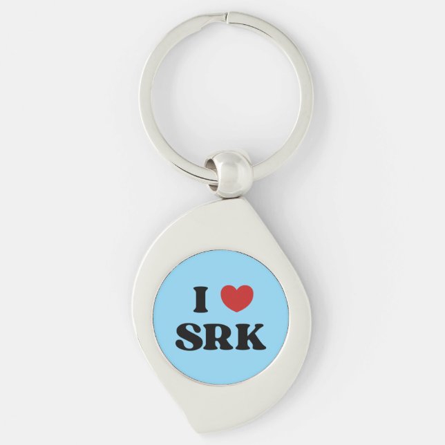I Love SRK - I Love Shahrukh Khan Swirl Silverfärgad Nyckelring (Framsidan)