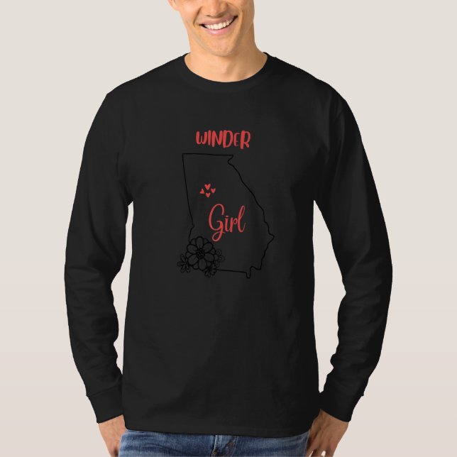 I Love State Of Georgia Flower Outline Winder City T Shirt (Framsida)