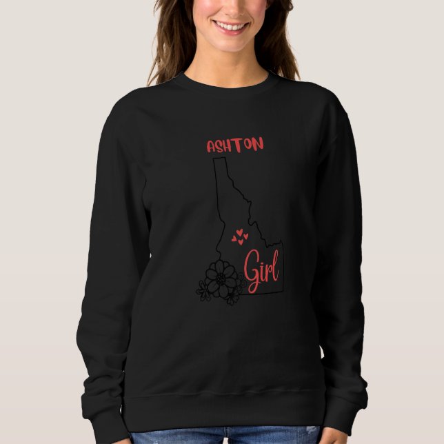 I Love State Of Idaho Flower Outline Ashton City G T Shirt (Framsida)